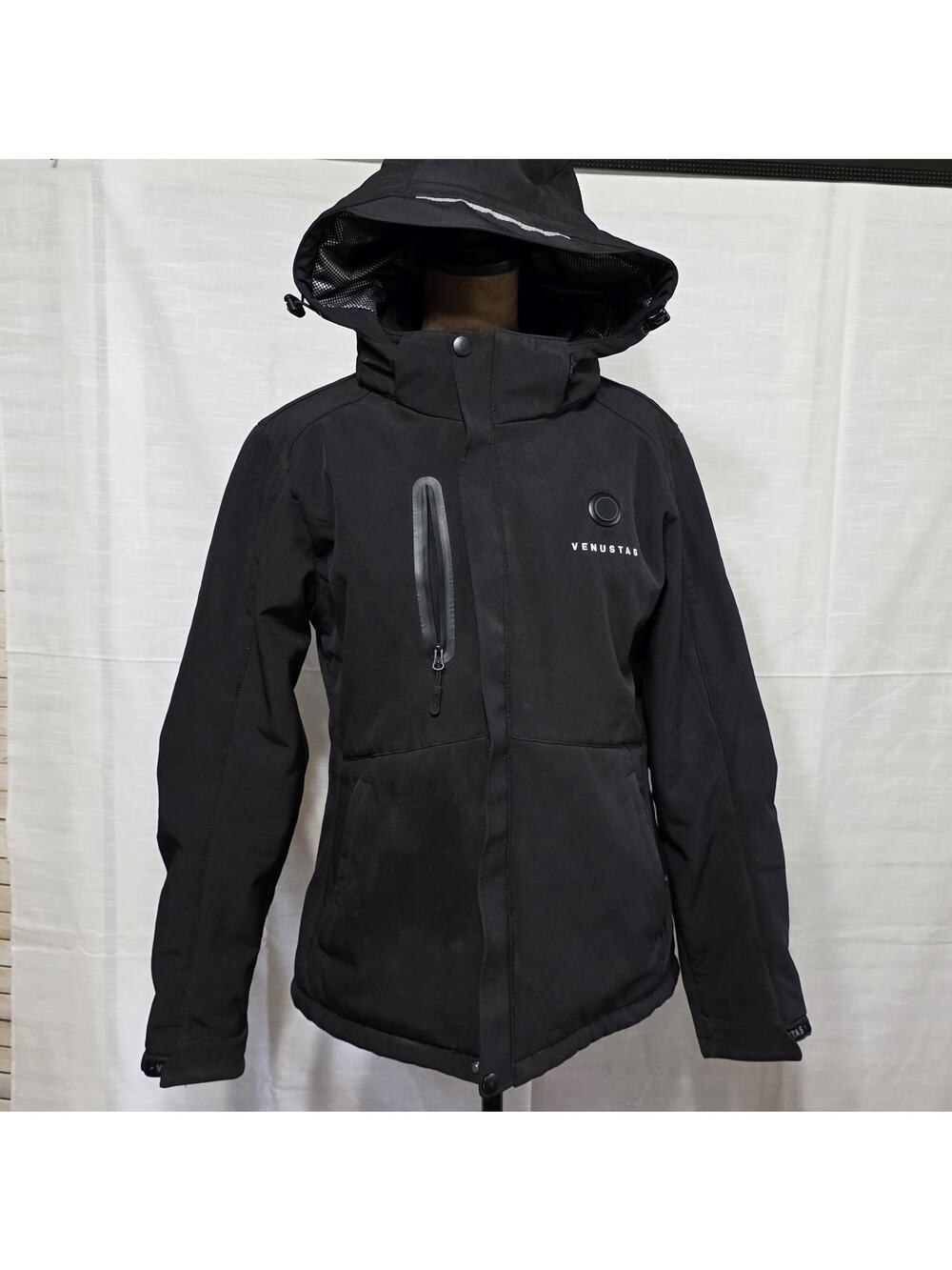 Venustas Heated Jacket Womens Small Black Hooded Heated Coat Battery Not Incl